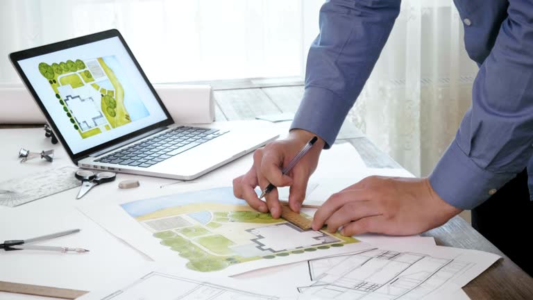 landscape architect meeting with a client stock footage